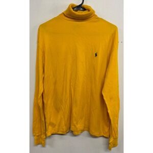 Polo Sport Ralph Lauren Yellow Turtleneck Long Sleeve Shirt Mens Large Vintage